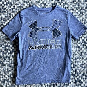 Under Armour YXS Blue Heather Short Sleeve Heat Gear Tee Shirt